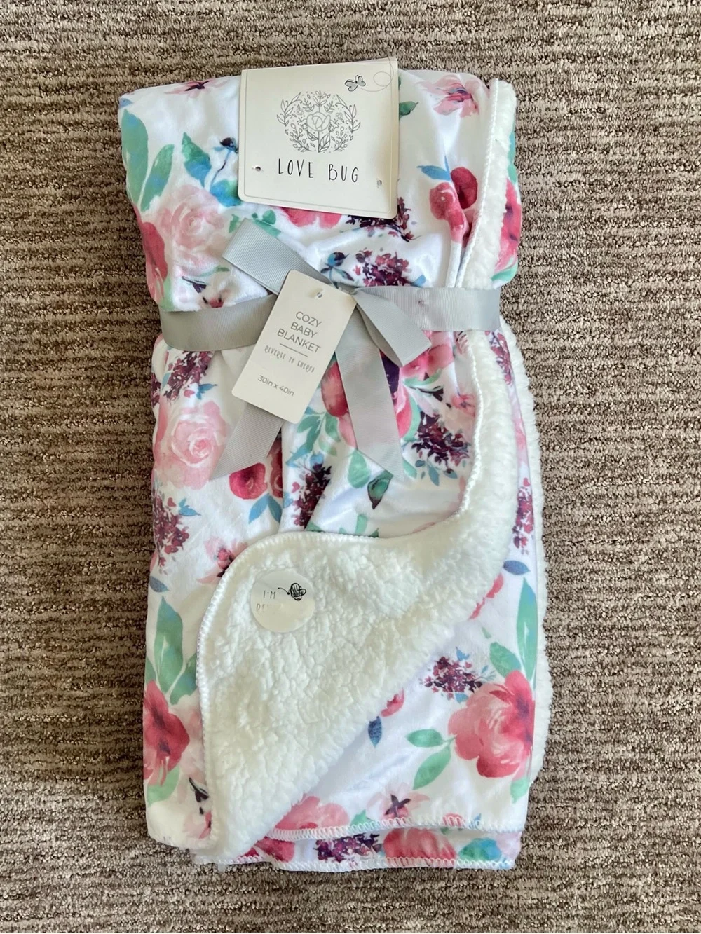 NWT Love Bug Floral Baby Blanket